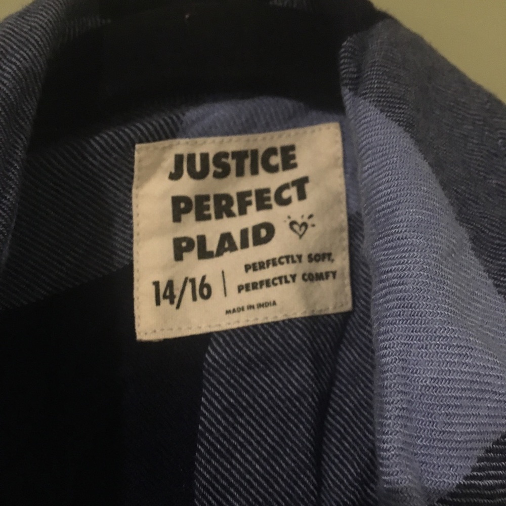 Justice purple plaid shirt